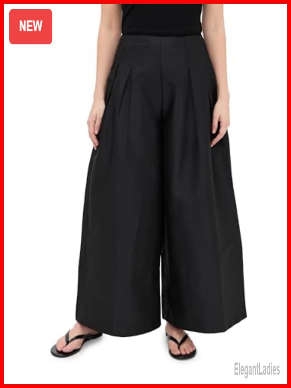 High Rise Pleated Wide Leg Palazzo Trousers Taffeta Wear to Work